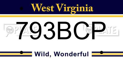 793BCP West Virginia License Plate