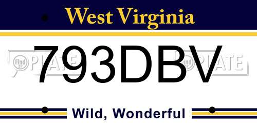 793DBV West Virginia License Plate