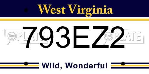 793EZ2 West Virginia License Plate