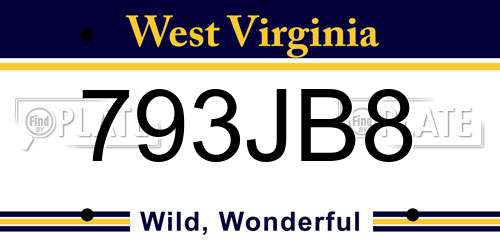 793JB8 West Virginia License Plate