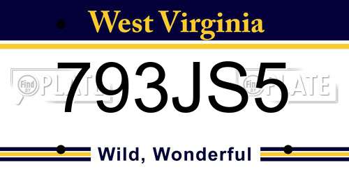 793JS5 West Virginia License Plate