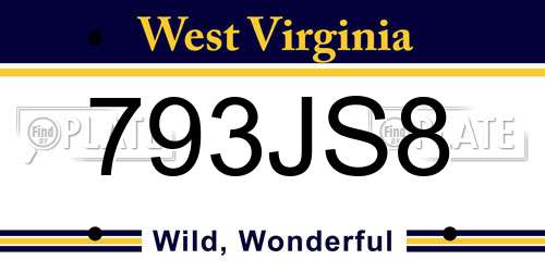 793JS8 West Virginia License Plate