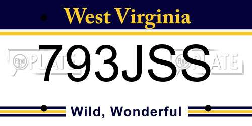 793JSS West Virginia License Plate