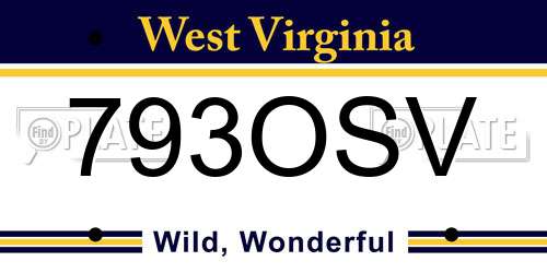 793OSV West Virginia License Plate