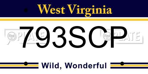 793SCP West Virginia License Plate