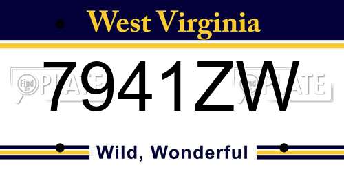 7941ZW West Virginia License Plate