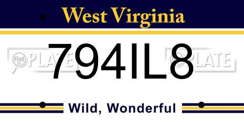 794IL8 West Virginia License Plate