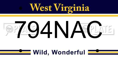 794NAC West Virginia License Plate