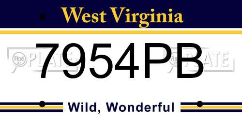 7954PB West Virginia License Plate
