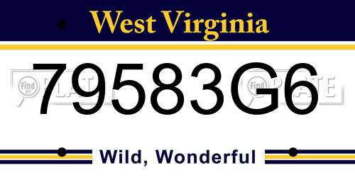 79583G6 West Virginia License Plate