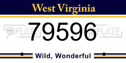 79596 West Virginia License Plate