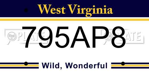 795AP8 West Virginia License Plate