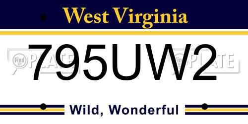 795UW2 West Virginia License Plate