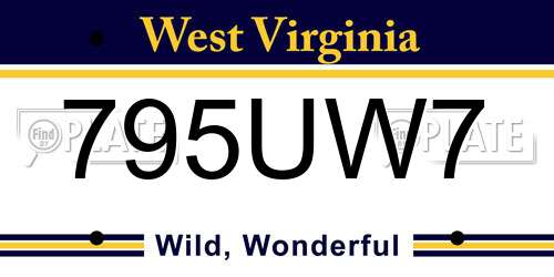 795UW7 West Virginia License Plate