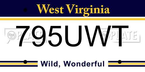 795UWT West Virginia License Plate