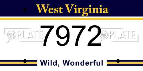 7972 West Virginia License Plate