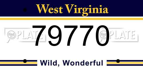 79770 West Virginia License Plate