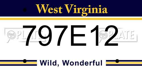 797E12 West Virginia License Plate
