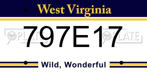 797E17 West Virginia License Plate