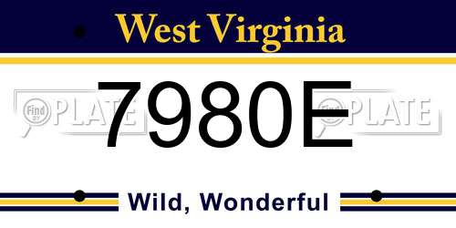 7980E West Virginia License Plate