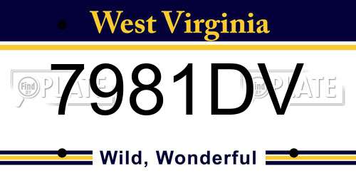 7981DV West Virginia License Plate