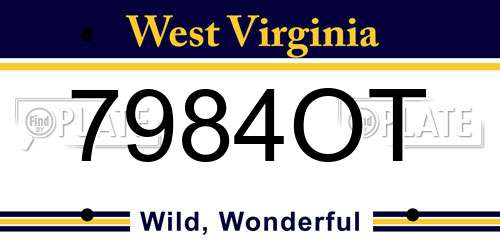 7984OT West Virginia License Plate