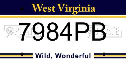 7984PB West Virginia License Plate