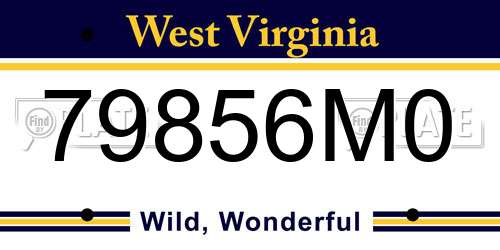 79856M0 West Virginia License Plate