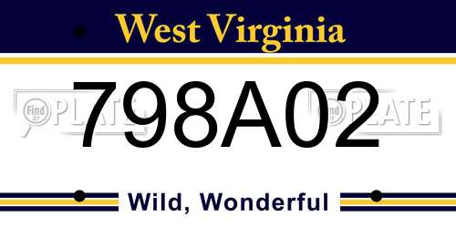 798A02 West Virginia License Plate