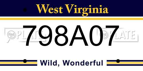 798A07 West Virginia License Plate