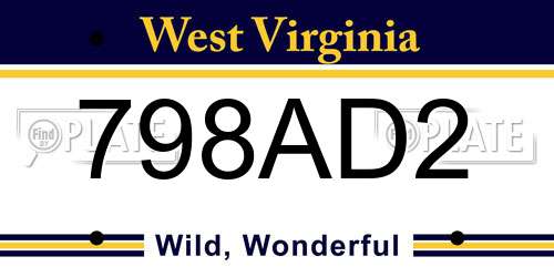 798AD2 West Virginia License Plate
