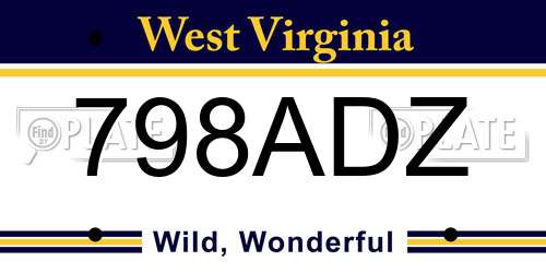 798ADZ West Virginia License Plate