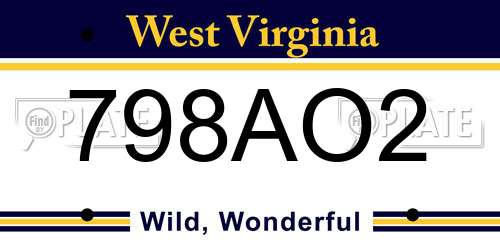 798AO2 West Virginia License Plate