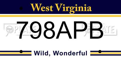 798APB West Virginia License Plate