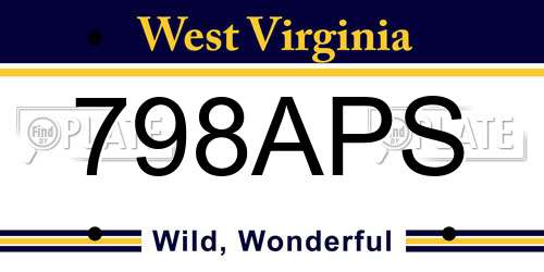 798APS West Virginia License Plate