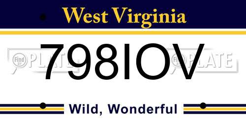 798IOV West Virginia License Plate