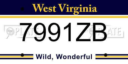 7991ZB West Virginia License Plate