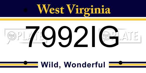7992IG West Virginia License Plate