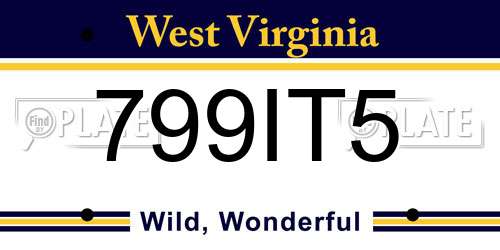 799IT5 West Virginia License Plate