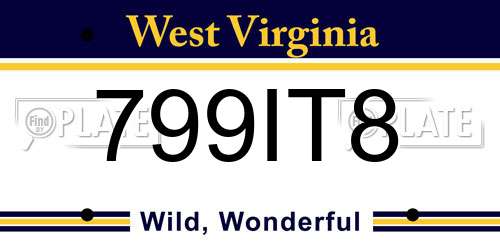 799IT8 West Virginia License Plate