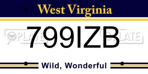 799IZB West Virginia License Plate