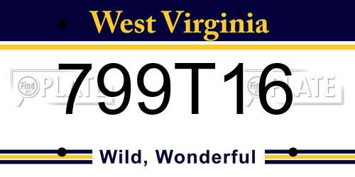 799T16 West Virginia License Plate