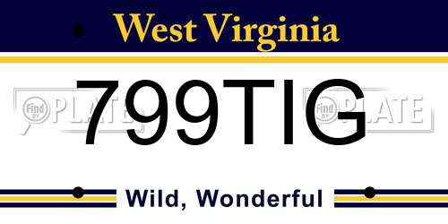 799TIG West Virginia License Plate