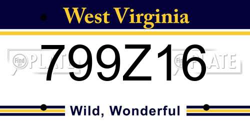 799Z16 West Virginia License Plate