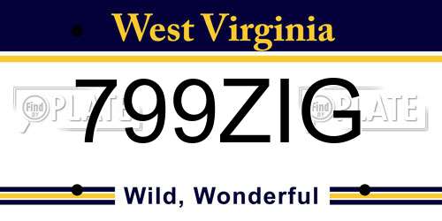 799ZIG West Virginia License Plate