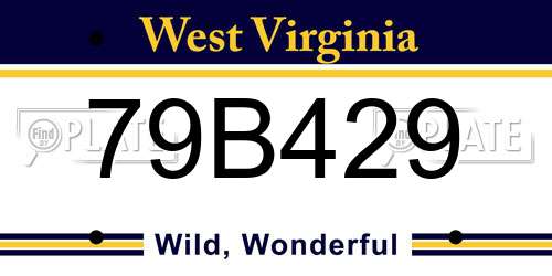 79B429 West Virginia License Plate
