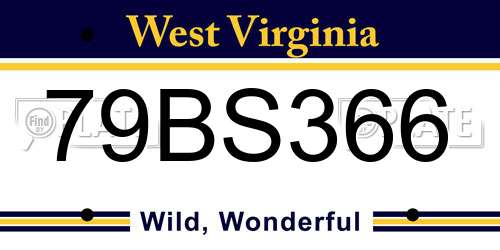 79BS366 West Virginia License Plate