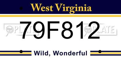 79F812 West Virginia License Plate
