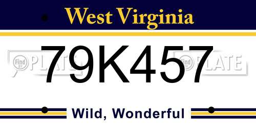 79K457 West Virginia License Plate