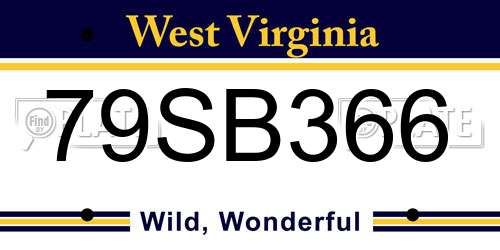 79SB366 West Virginia License Plate